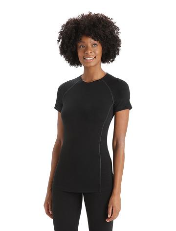 Black Icebreaker BodyfitZone™ Merino 150 Zone Short Sleeve Crewe Thermal Top Women's Base Layers | AU 1890GSOL